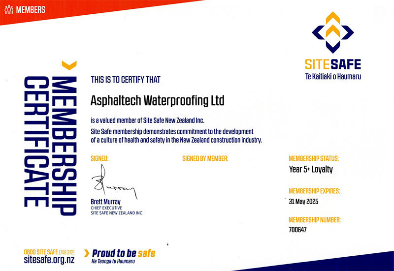 Asphaltech Site Safe Membership Certificate 24-2025