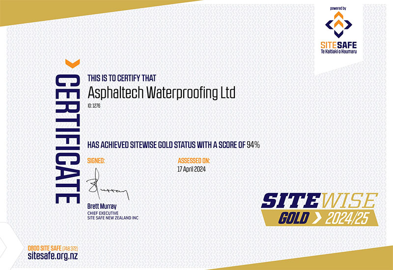 Asphaltech Sitewise Gold Certificate 2024-25